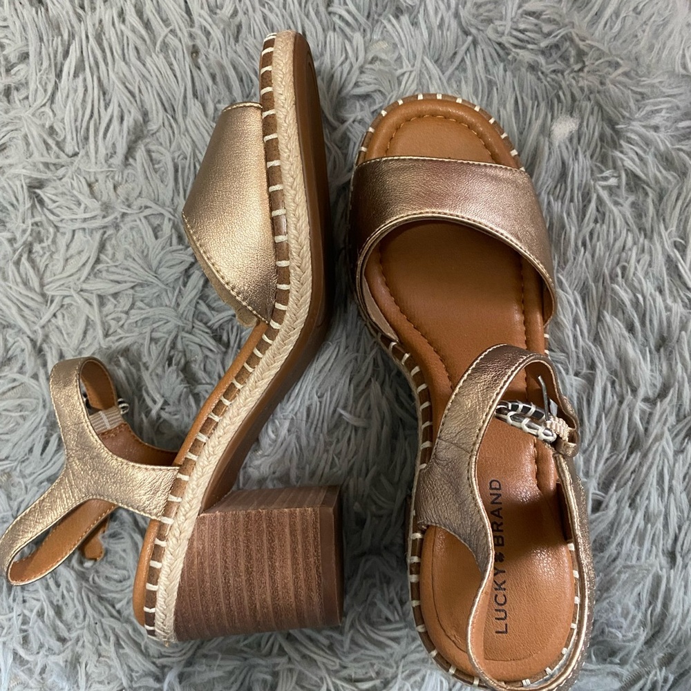 Lucky Brand Women's Metallic Heeled Sandals